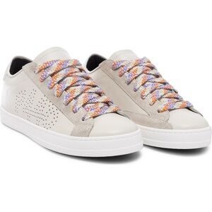 White Leather  P448 John sneakers feature a low-top Made in Italy